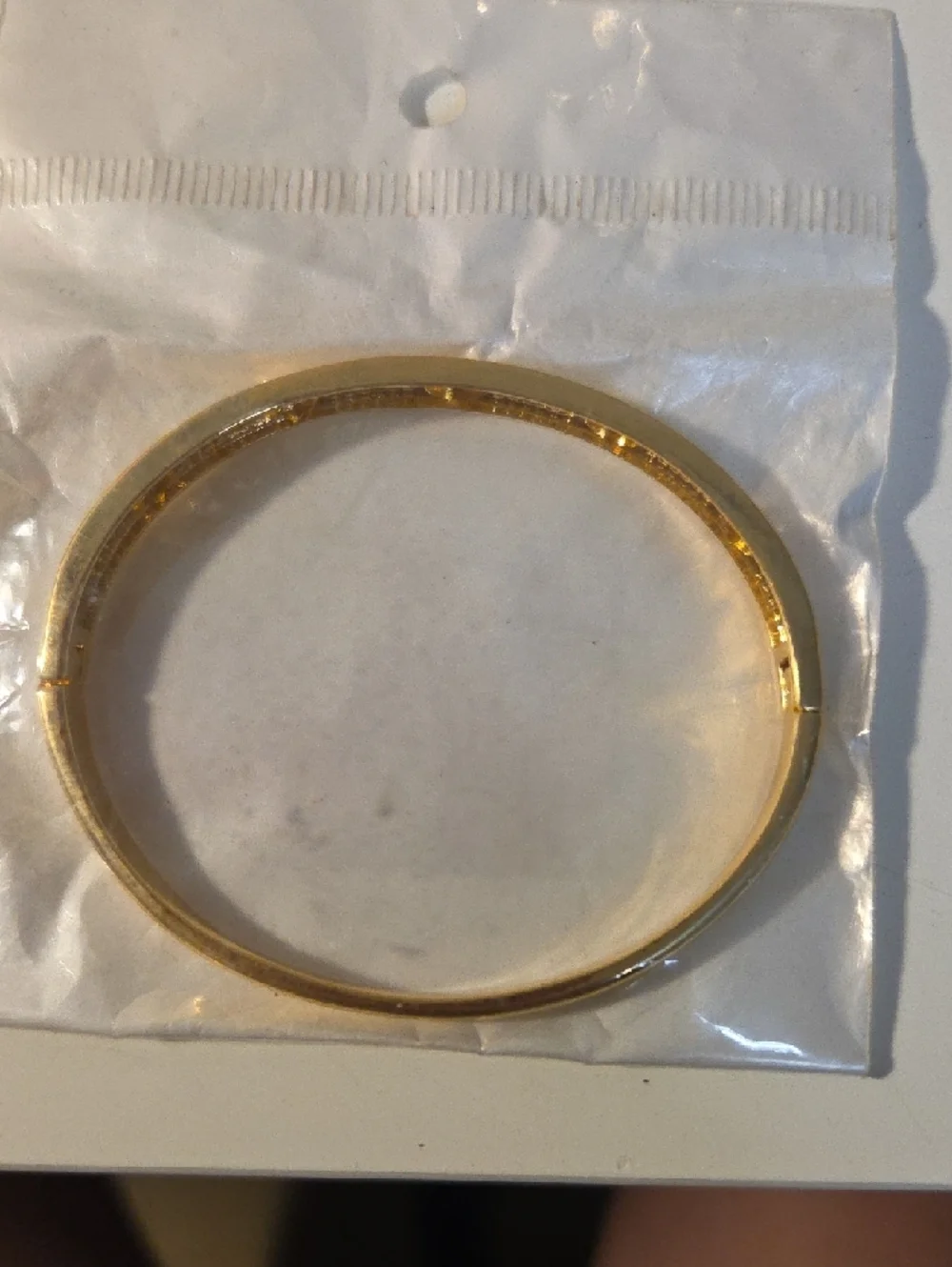 Gold Crystal Accent Hinged Bangle Bracelet - Women Jewelry
